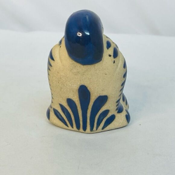 Tonala Mexico Folk Art Pottery Stretching Cat Hand Painted Rain Drop Blue Excell - Picture 4 of 6